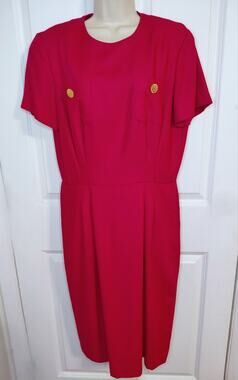 Vintage 80s Leo Narducci California Designs Pink Midi Sheath Dress Gold USA Made